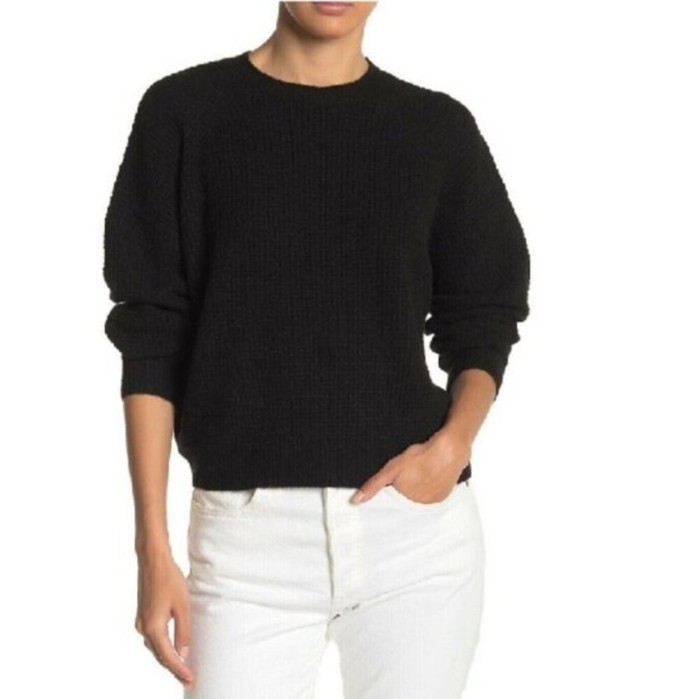 Abound Black Crew Neck Sweater with Chunky Knit